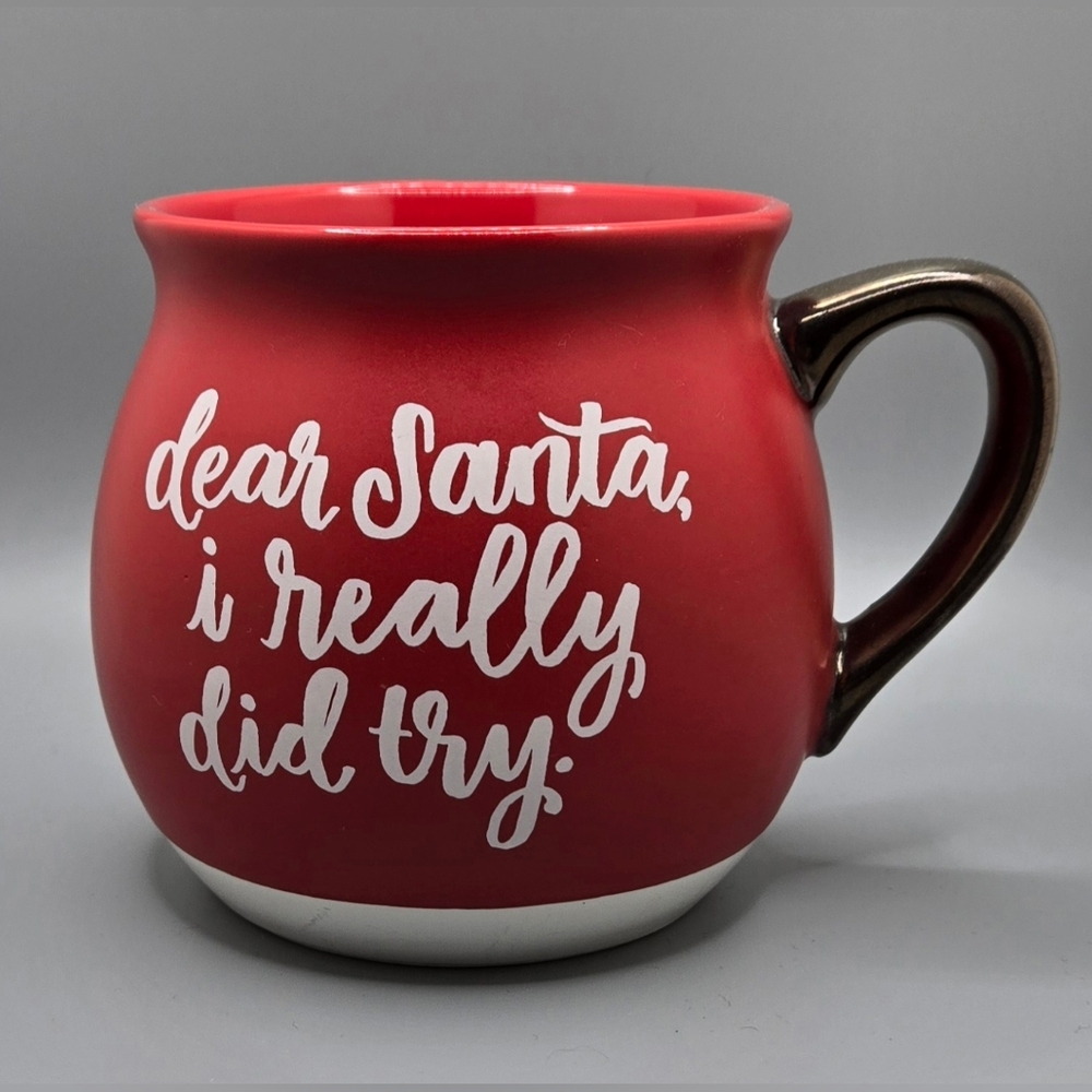 Threshold Christmas Mug Red with Words Good for Many Uses 4" Tall Stoneware